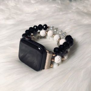 Black and White Beaded Apple Watch Band!